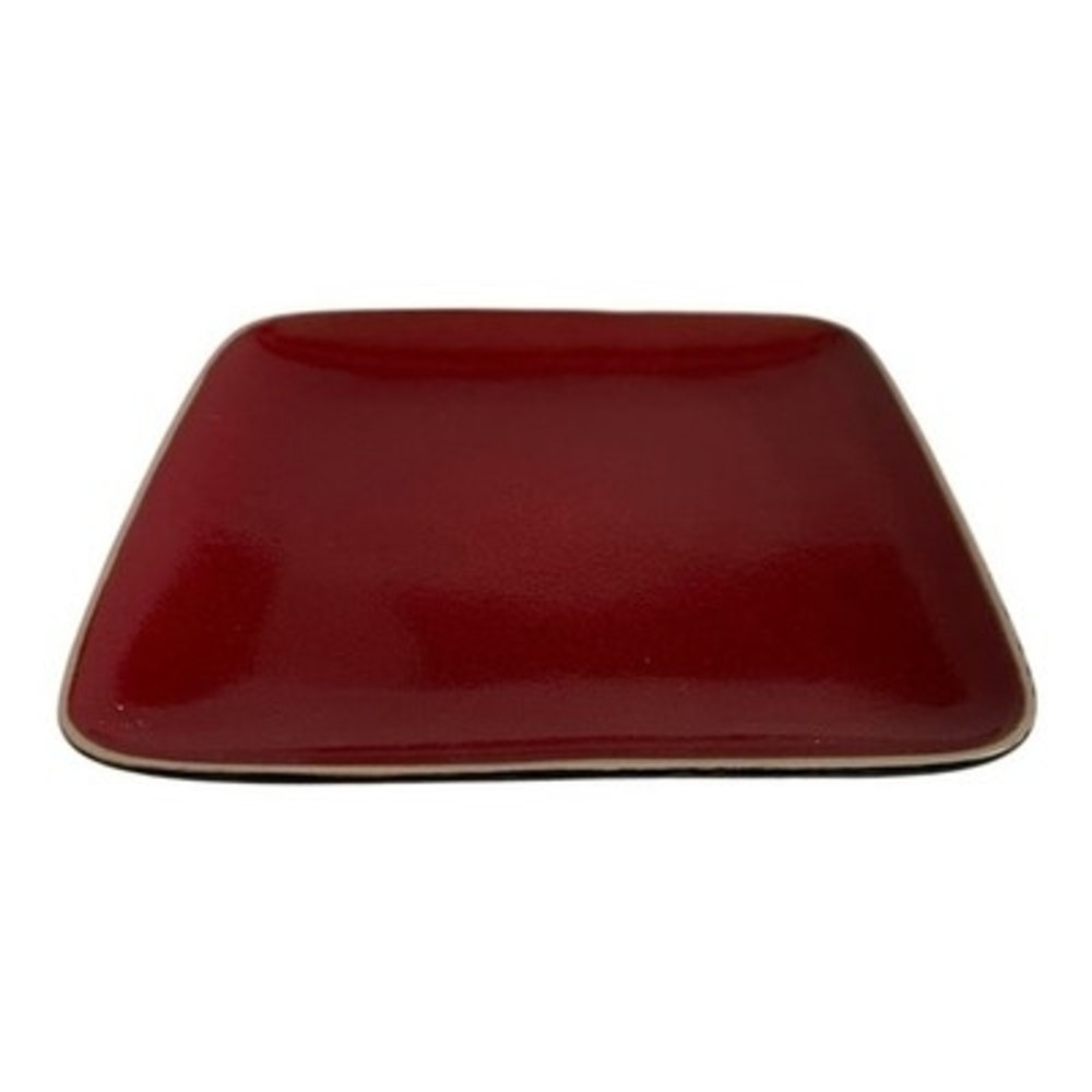 Ty Pennington Style Square Dinner Plates Red Black Set of 3 8.25" VG